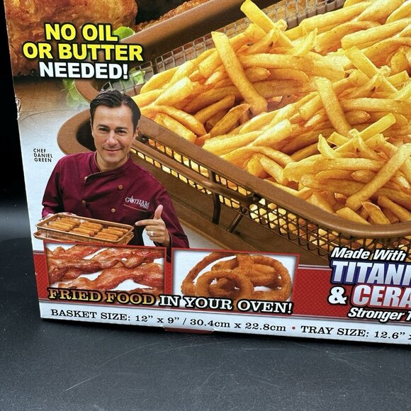 Gotham Steel Nonstick Crisper Tray Basket Oven Air-Fry Titanium Ceramic w Recipe - Picture 2 of 11
